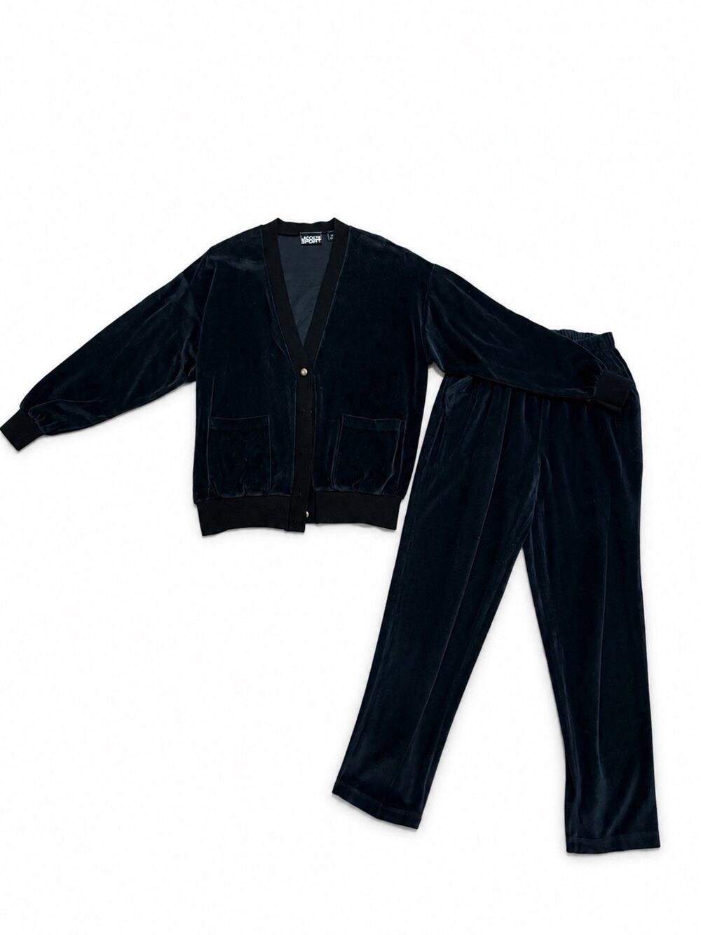 Vintage Jaclyn Sport Women’s M Black Velour Jacket Pants Set USA